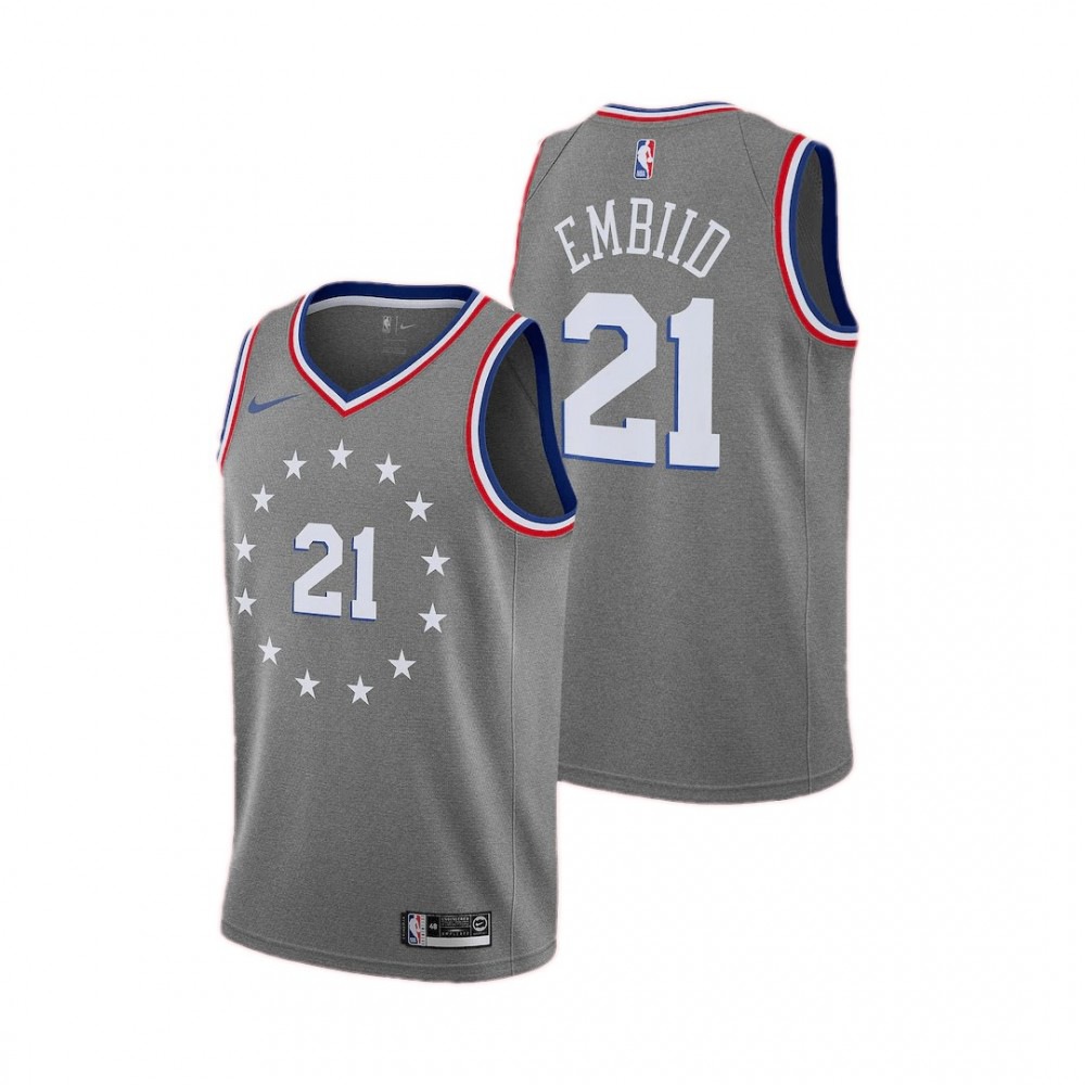 Men's Philadelphia 76ers Joel Embiid #21 Gray Swingman Jersey - City Edition-Pro Kit Vault | Brand New 26/27 Sports Jerseys
